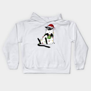 Christmas cat with Santa hat Kids Hoodie